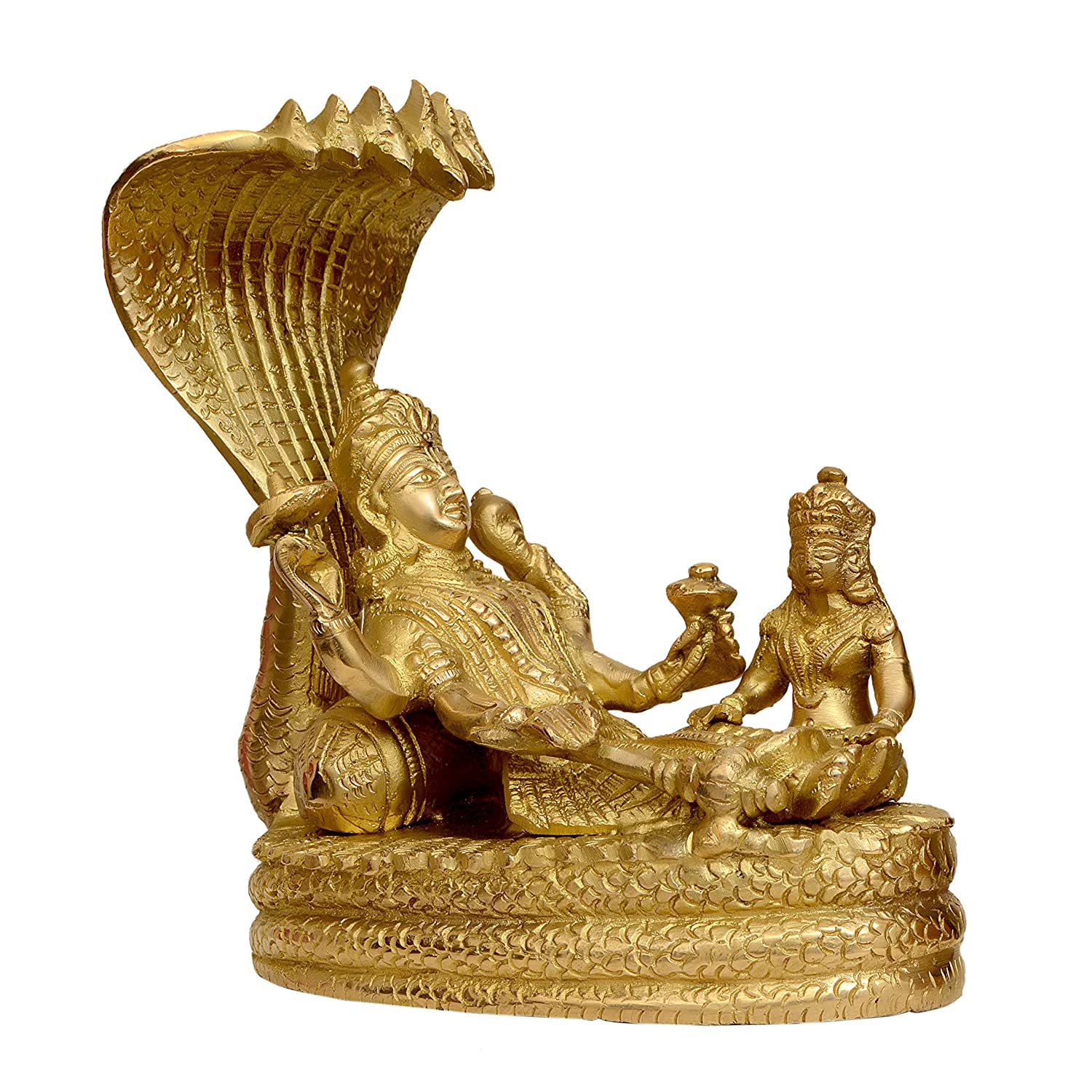Lord Vishnu and Goddess Lakshmi Seated on Sheshnag – Brass Statue ...